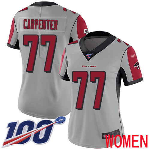 Atlanta Falcons Limited Silver Women James Carpenter Jersey NFL Football #77 100th Season Inverted Legend